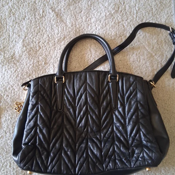 Coach Black Quilted Crossbody Bag with Gold Chain